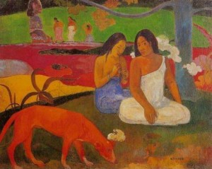 Oil gauguin,paul Painting - Arearea Aka Joyousness by Gauguin,Paul