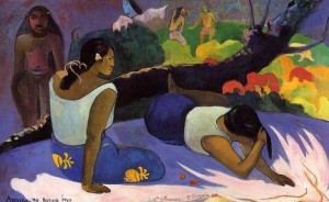 Oil gauguin,paul Painting - Arearea No Varua Ino by Gauguin,Paul