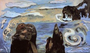 Oil sea Painting - At The Black Rocks Aka Rocks By The Sea by Gauguin,Paul