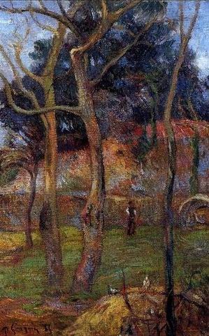 Oil gauguin,paul Painting - Bare Trees by Gauguin,Paul