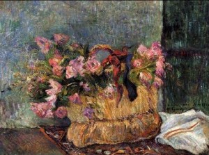 Oil gauguin,paul Painting - Basket Of Flowers by Gauguin,Paul