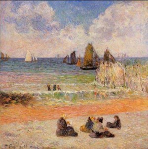Oil gauguin,paul Painting - Bathing Dieppe] by Gauguin,Paul