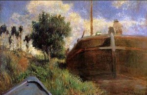 Oil blue Painting - Blue Barge by Gauguin,Paul