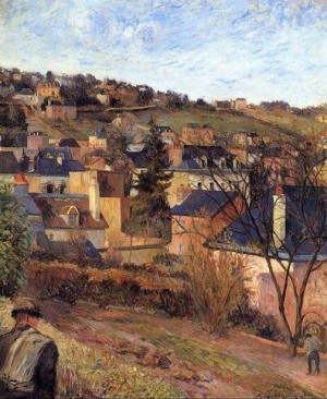 Oil blue Painting - Blue Roofs Rouen by Gauguin,Paul