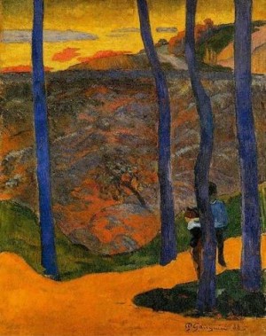 Oil gauguin,paul Painting - Blue Trees by Gauguin,Paul