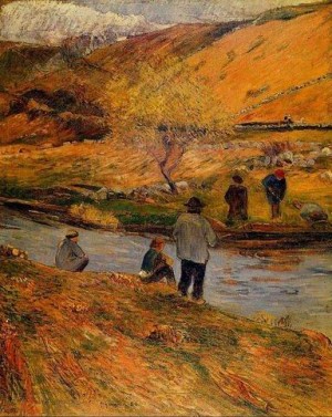 Oil gauguin,paul Painting - Breton Fishermen by Gauguin,Paul