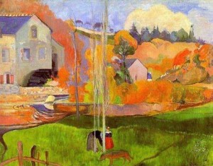 Oil gauguin,paul Painting - Breton Landscape by Gauguin,Paul