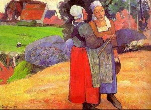 Oil gauguin,paul Painting - Breton Peasants 1894 by Gauguin,Paul