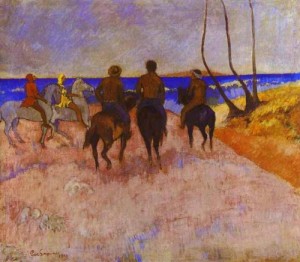 Oil gauguin,paul Painting - Cavaliers sur la Plage [II] (Riders on the Beach), 1902 by Gauguin,Paul