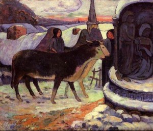 Oil gauguin,paul Painting - Christmas Night by Gauguin,Paul