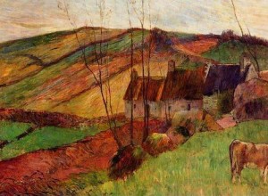 Oil gauguin,paul Painting - Cottages On Mount Sainte Marguerite by Gauguin,Paul