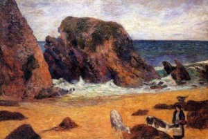 Oil sea Painting - Cows By The Sea by Gauguin,Paul