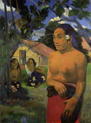 Oil gauguin,paul Painting - E Haere Oe I Hia Aka Where Are You Going by Gauguin,Paul