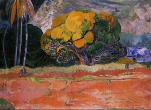 Oil mountain Painting - Fatata Te Moua Aka At The Big Mountain by Gauguin,Paul