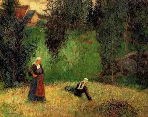 Oil spring Painting - First Spring Flowers by Gauguin,Paul