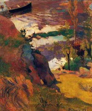 Oil gauguin,paul Painting - Fishermen And Bathers On The Aven by Gauguin,Paul