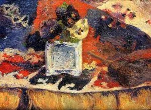 Oil gauguin,paul Painting - Flowers And Carpet Aka Pansies by Gauguin,Paul