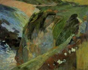 Oil gauguin,paul Painting - Flutist On The Cliffs by Gauguin,Paul