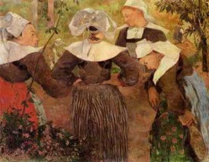 Oil gauguin,paul Painting - Four Breton Women by Gauguin,Paul