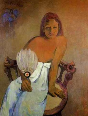Oil gauguin,paul Painting - Girl With A Fan by Gauguin,Paul