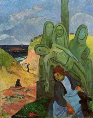 Oil gauguin,paul Painting - Green Christ Aka Breton Calvary by Gauguin,Paul