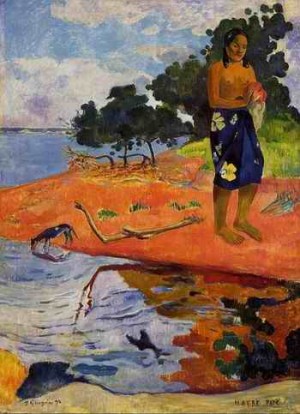 Oil gauguin,paul Painting - Haere Pape by Gauguin,Paul