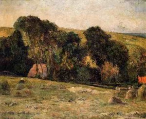 Oil gauguin,paul Painting - Haymaking Near Dieppe by Gauguin,Paul