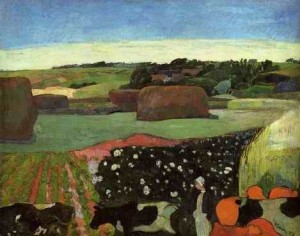 Oil gauguin,paul Painting - Haystacks In Britanny Aka The Potato Field by Gauguin,Paul