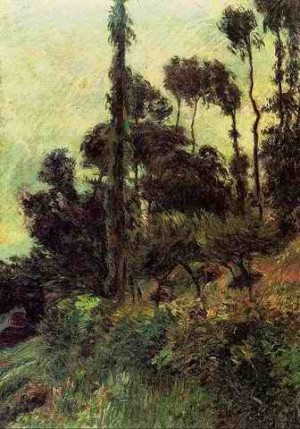 Oil gauguin,paul Painting - Hillside by Gauguin,Paul