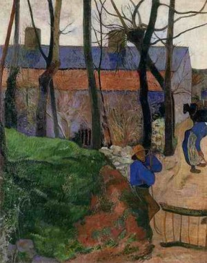 Oil gauguin,paul Painting - Houses In Le Pouldu by Gauguin,Paul