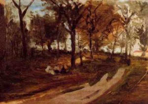 Oil gauguin,paul Painting - In The Forest Saint Cloud (sketch) by Gauguin,Paul