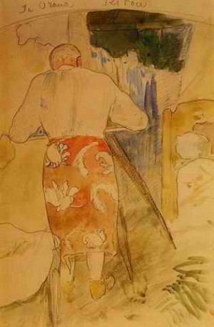 Oil gauguin,paul Painting - Ja Orana Ritou Aka Self Portrait Of The Artist At His Drawing Table Tahiti by Gauguin,Paul