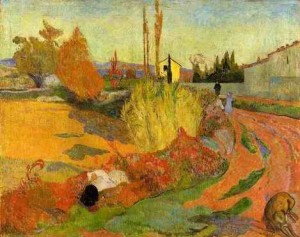 Oil gauguin,paul Painting - Landscape Farmhouse In Arles by Gauguin,Paul