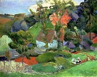 Oil gauguin,paul Painting - Landscape pont-aven 1886 by Gauguin,Paul