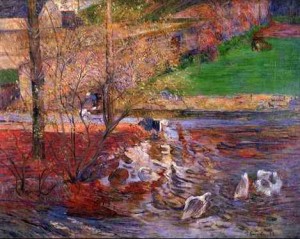 Oil landscape Painting - Landscape With Geese by Gauguin,Paul