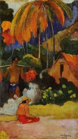 Oil gauguin,paul Painting - Mahana Maa II Aka The Moment Of Truth II by Gauguin,Paul