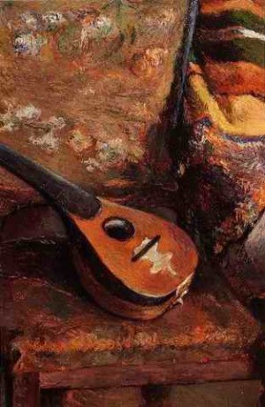 Oil gauguin,paul Painting - Mandolin On A Chair by Gauguin,Paul