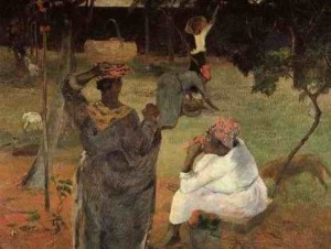 Oil gauguin,paul Painting - Mango Pickers Martinique by Gauguin,Paul