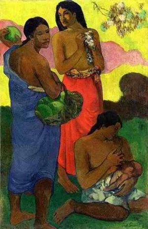 Oil gauguin,paul Painting - Maternite (II) by Gauguin,Paul