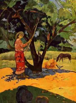 Oil gauguin,paul Painting - Meu Taporo Aka Picking Lemons by Gauguin,Paul