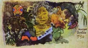 Oil gauguin,paul Painting - Musique Barbare by Gauguin,Paul