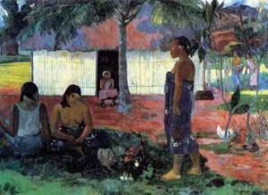 Oil gauguin,paul Painting - No Te Aha Oe Riri Aka Why Are You Angry by Gauguin,Paul