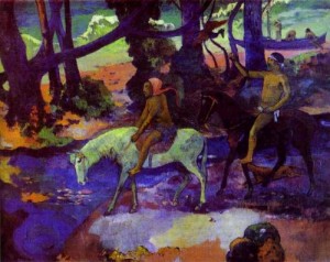 Oil gauguin,paul Painting - Noble savage by Gauguin,Paul
