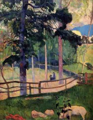 Oil gauguin,paul Painting - Nostalgic Promenade by Gauguin,Paul