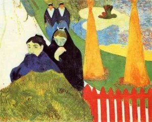 Oil gauguin,paul Painting - Old Women At Arles Aka Women From Arles In The Public Gardens The Mistral by Gauguin,Paul