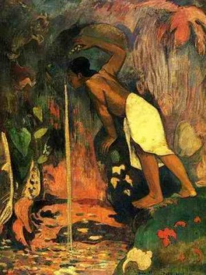 Oil water Painting - Pape Moe Aka Mysterious Water by Gauguin,Paul