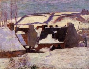Oil gauguin,paul Painting - Pont Aven In The Snow II by Gauguin,Paul