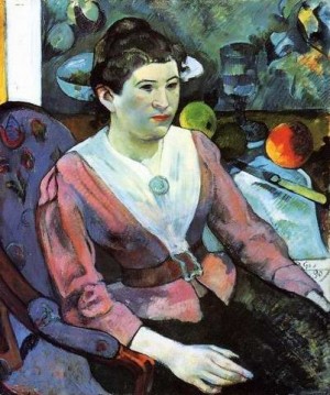 Oil woman Painting - Portrait Of A Woman With Cezanne Still Life by Gauguin,Paul