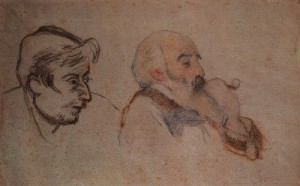 Oil gauguin,paul Painting - Portrait of Camille Pisarro by Gauguin (right)  Portrait of Paul Gauguin by Pissarro (left), 1879-83 by Gauguin,Paul