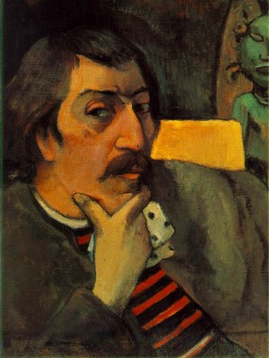Oil portrait Painting - Portrait of the Artist with the Idol   c. 1893 by Gauguin,Paul